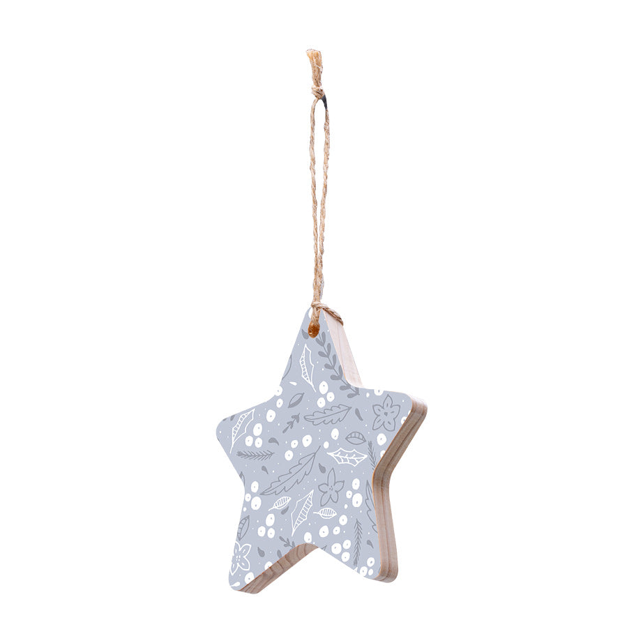 Christmas Decorations WHITE XMAS- Wooden Xmas Star And Fridge Magnet