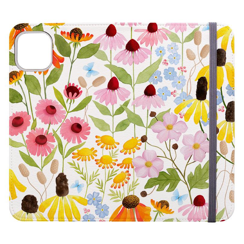Wallet phone case-Wildflower Pattern By Bex Parkin-Vegan Leather Wallet Case Vegan leather. 3 slots for cards Fully printed exterior. Compatibility See drop down menu for options, please select the right case as we print to order.-Stringberry