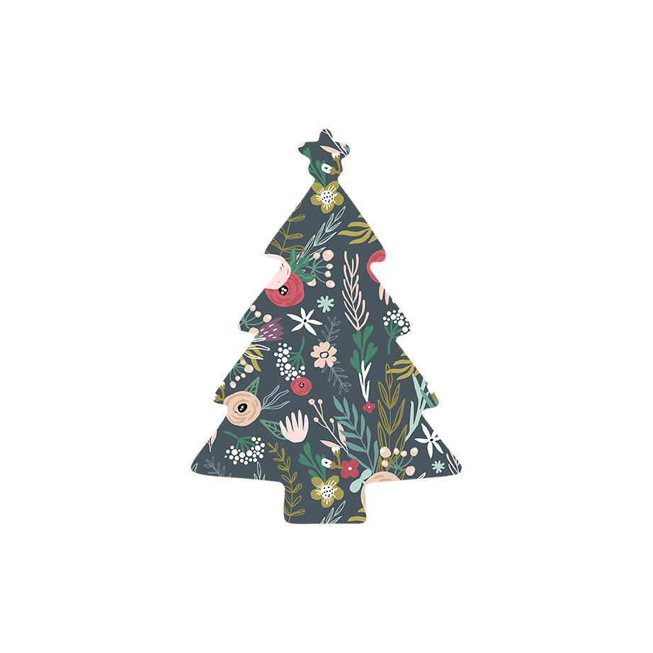 Christmas Decorations WINTER SCANDI FLORAL- Wooden Xmas Tree And Fridge Magnet