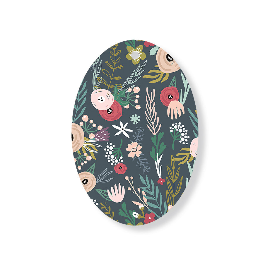 Christmas Decorations WINTER SCANDI FLORAL- Wooden Xmas Oval Decoration and Fridge Magnet