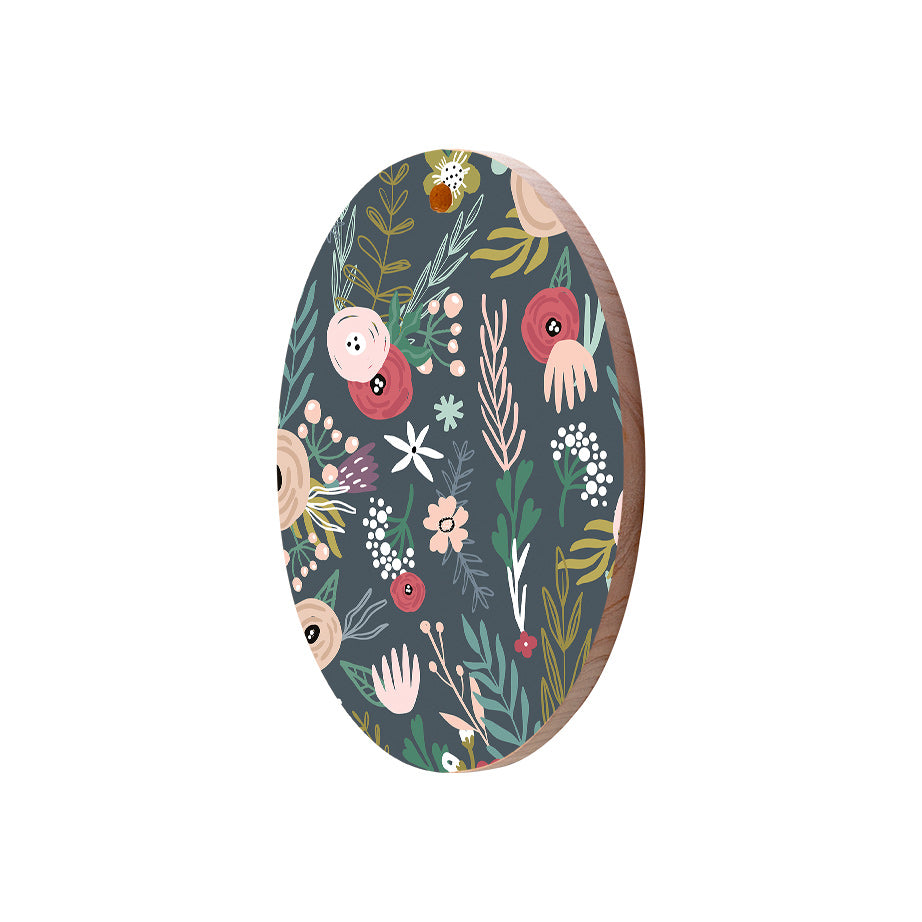 Christmas Decorations WINTER SCANDI FLORAL- Wooden Xmas Oval Decoration and Fridge Magnet