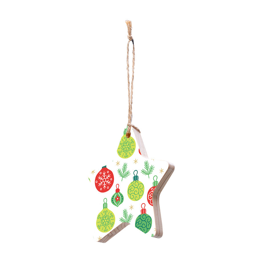 Christmas Decorations XMAS BAUBLES- Wooden Xmas Star And Fridge Magnet