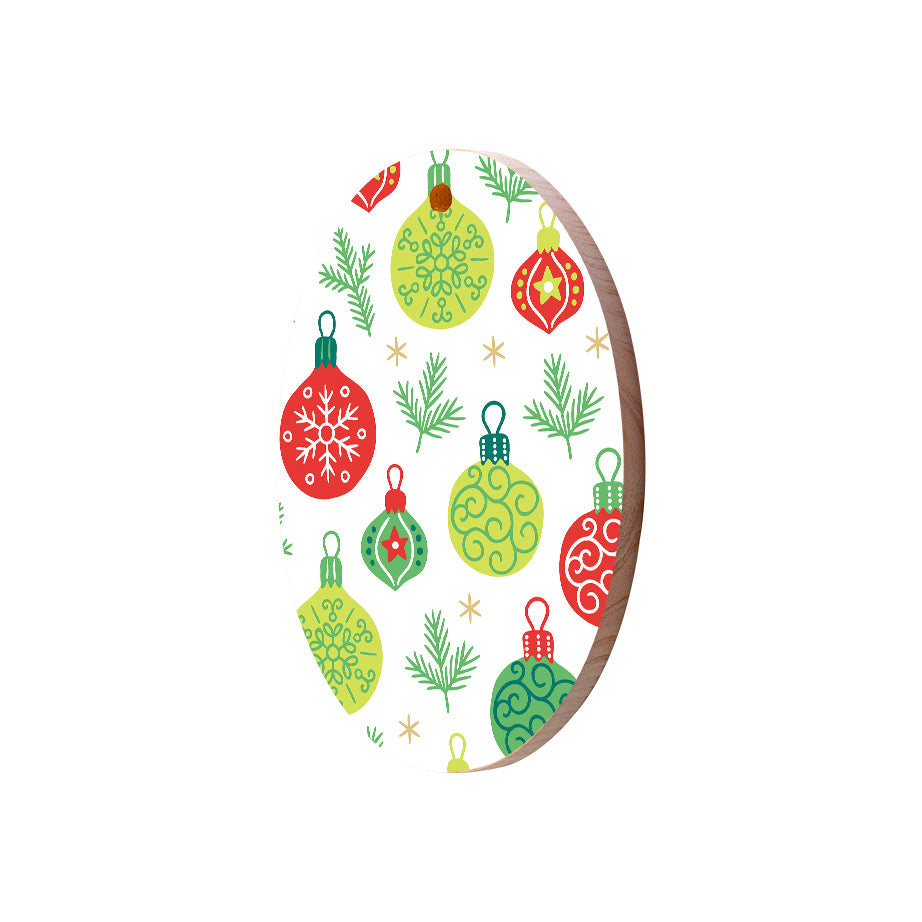 Christmas Decorations XMAS BAUBLES- Wooden Xmas Oval Decoration and Fridge Magnet