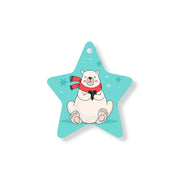 Christmas Decorations XMAS BEAR- Wooden Xmas Star And Fridge Magnet