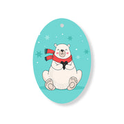 Christmas Decorations XMAS BEAR- Wooden Xmas Oval Decoration and Fridge Magnet