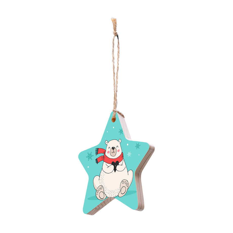 Christmas Decorations XMAS BEAR- Wooden Xmas Star And Fridge Magnet