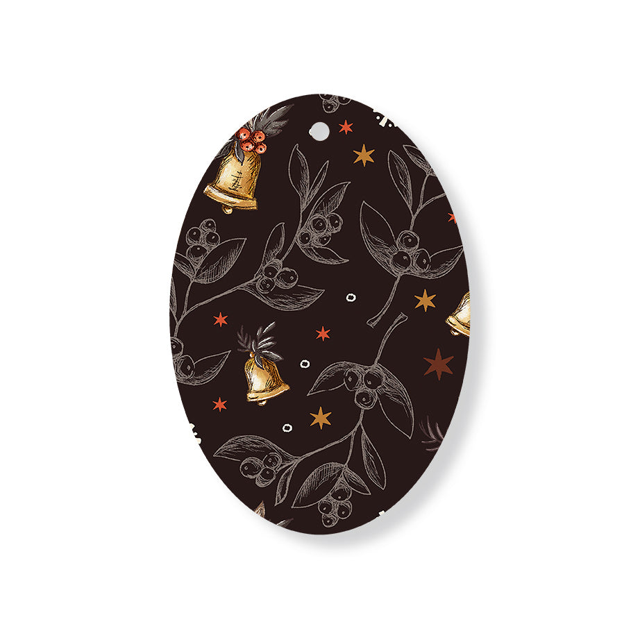 Christmas Decorations XMAS BELLS- Wooden Xmas Oval Decoration and Fridge Magnet