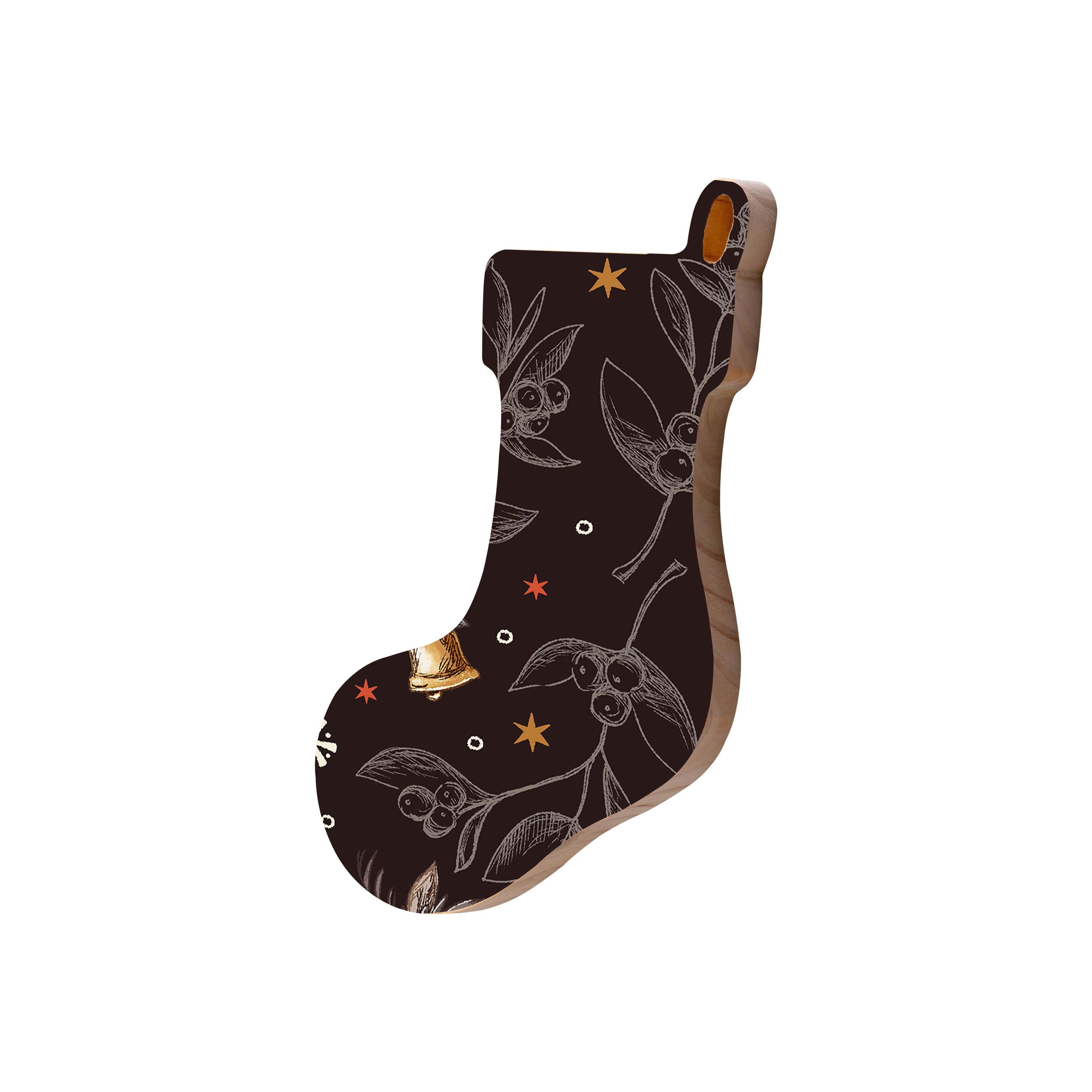 Christmas Decorations XMAS BELLS- Wooden Xmas Stocking And Fridge Magnet
