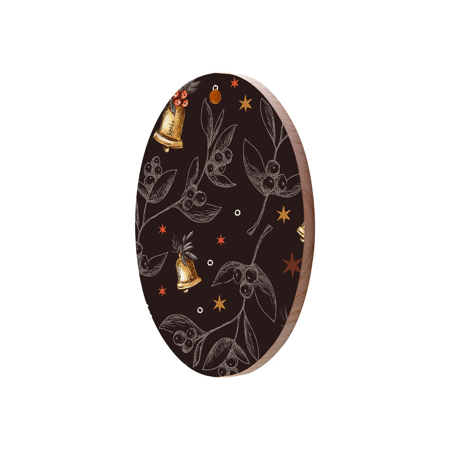 Christmas Decorations XMAS BELLS- Wooden Xmas Oval Decoration and Fridge Magnet