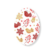 Christmas Decorations XMAS BIRDS- Wooden Xmas Oval Decoration and Fridge Magnet