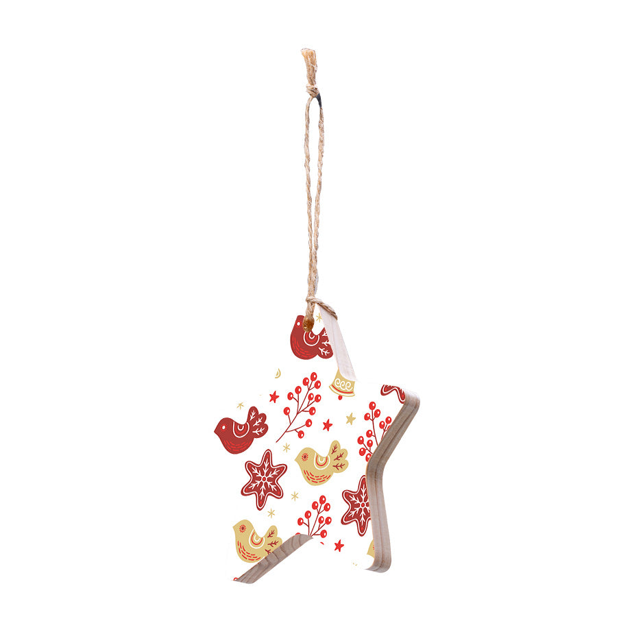 Christmas Decorations XMAS BIRDS- Wooden Xmas Star And Fridge Magnet