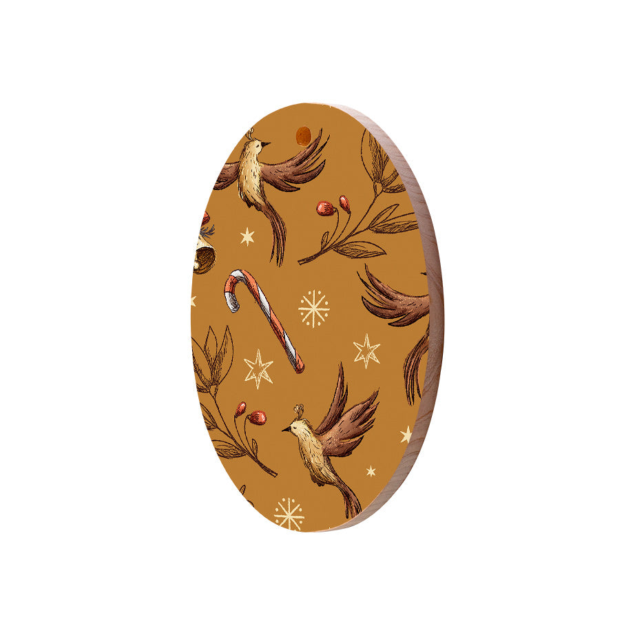 Christmas Decorations XMAS CANDY- Wooden Xmas Oval Decoration and Fridge Magnet