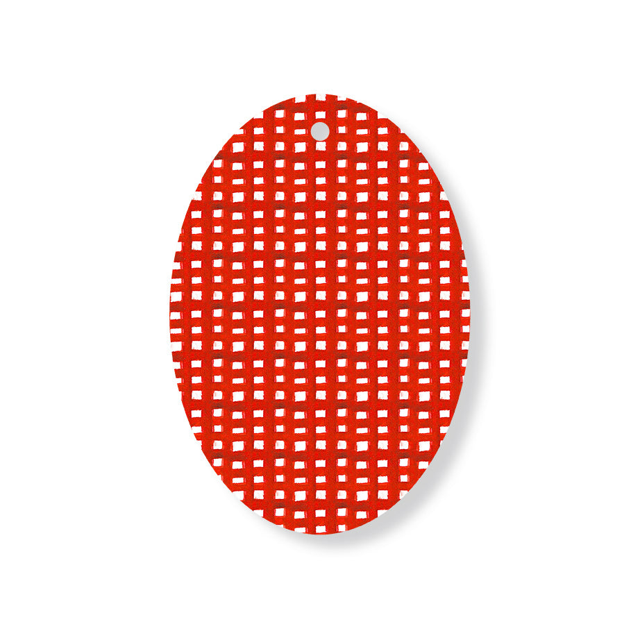 Christmas Decorations XMAS CHECK- Wooden Xmas Oval Decoration and Fridge Magnet