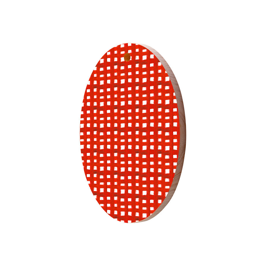 Christmas Decorations XMAS CHECK- Wooden Xmas Oval Decoration and Fridge Magnet
