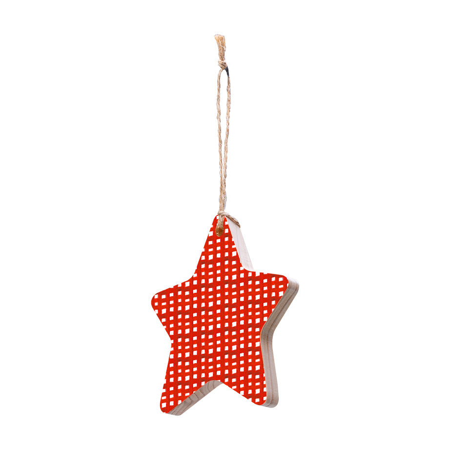 Christmas Decorations XMAS CHECK- Wooden Xmas Star And Fridge Magnet