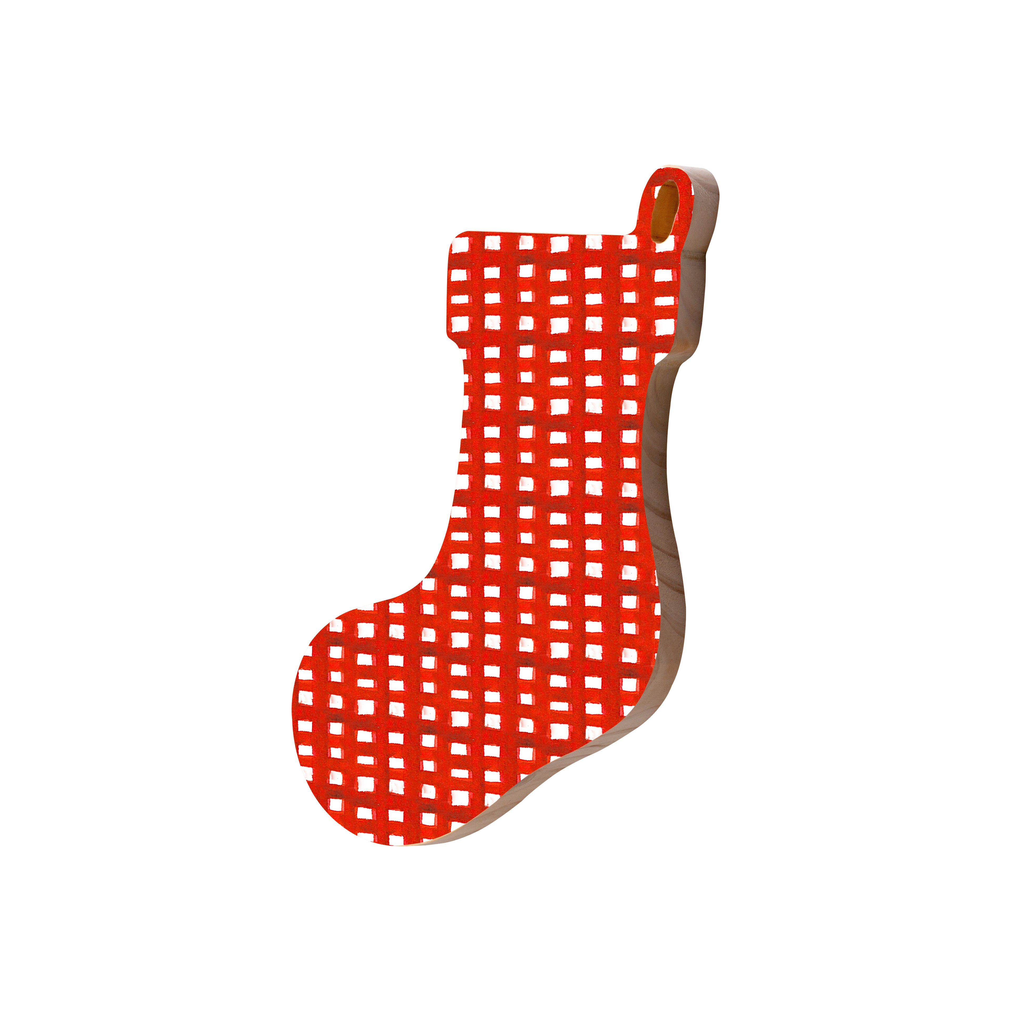 Christmas Decorations XMAS CHECK- Wooden Xmas Stocking And Fridge Magnet