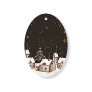 Christmas Decorations XMAS EVE- Wooden Xmas Oval Decoration and Fridge Magnet