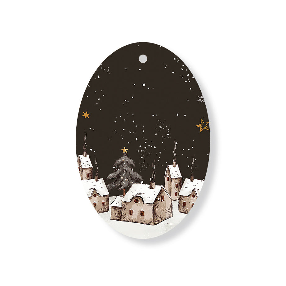 Christmas Decorations XMAS EVE- Wooden Xmas Oval Decoration and Fridge Magnet
