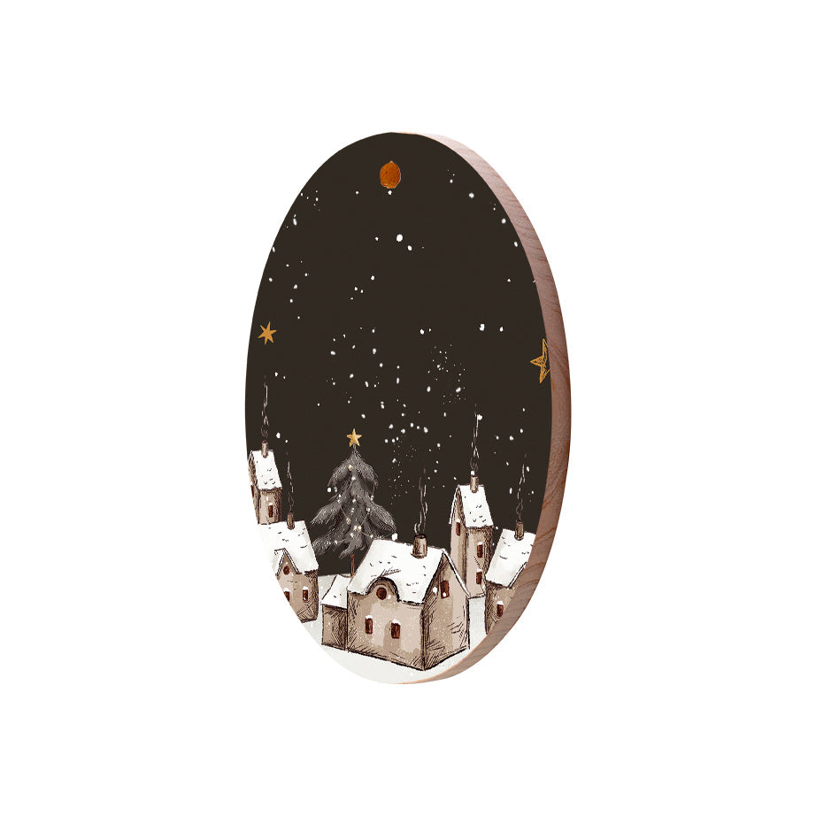 Christmas Decorations XMAS EVE- Wooden Xmas Oval Decoration and Fridge Magnet