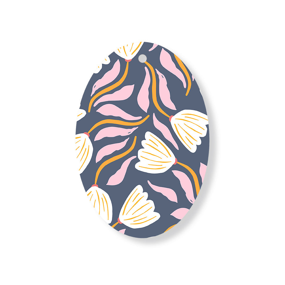 Christmas Decorations XMAS FLORAL I- Wooden Xmas Oval Decoration and Fridge Magnet