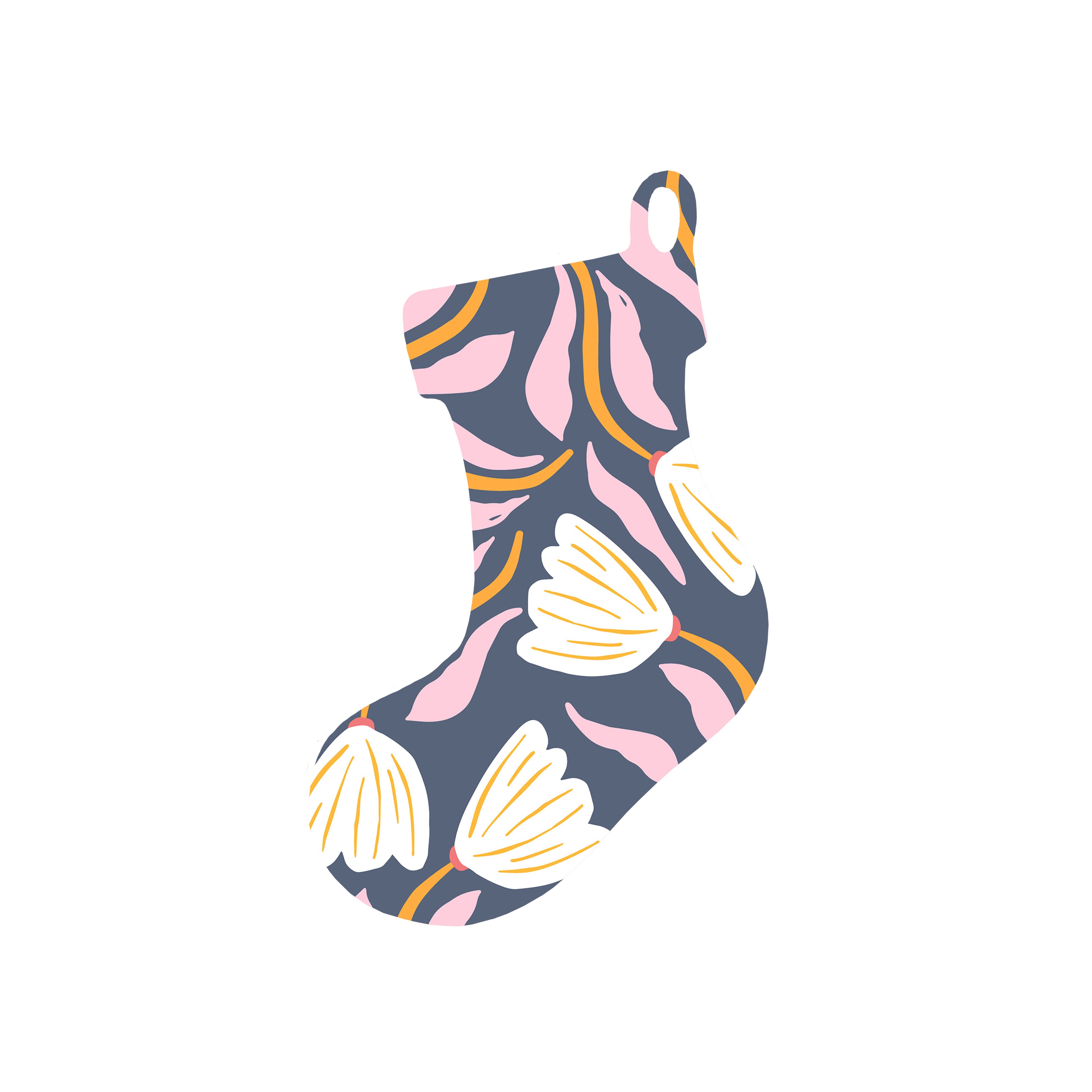 Christmas Decorations XMAS FLORAL I- Wooden Xmas Stocking And Fridge Magnet