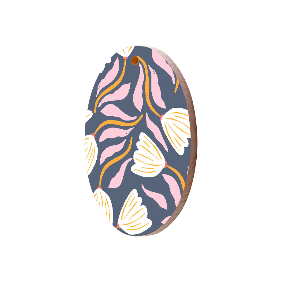 Christmas Decorations XMAS FLORAL I- Wooden Xmas Oval Decoration and Fridge Magnet