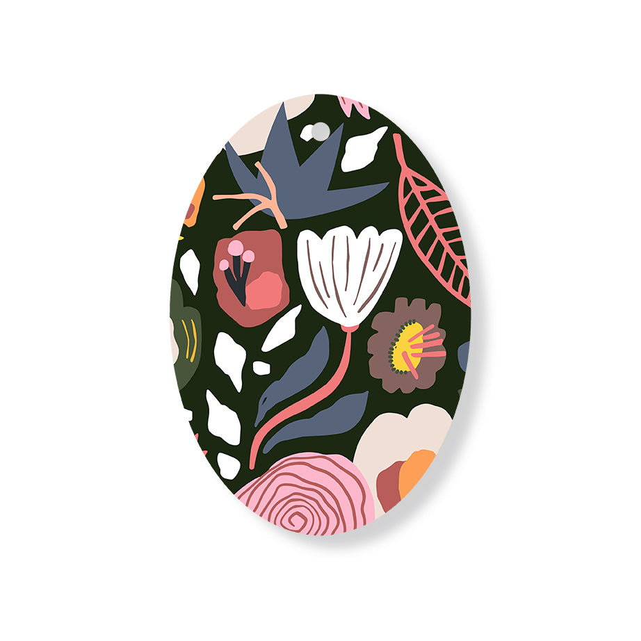 Christmas Decorations XMAS FLORAL III- Wooden Xmas Oval Decoration and Fridge Magnet