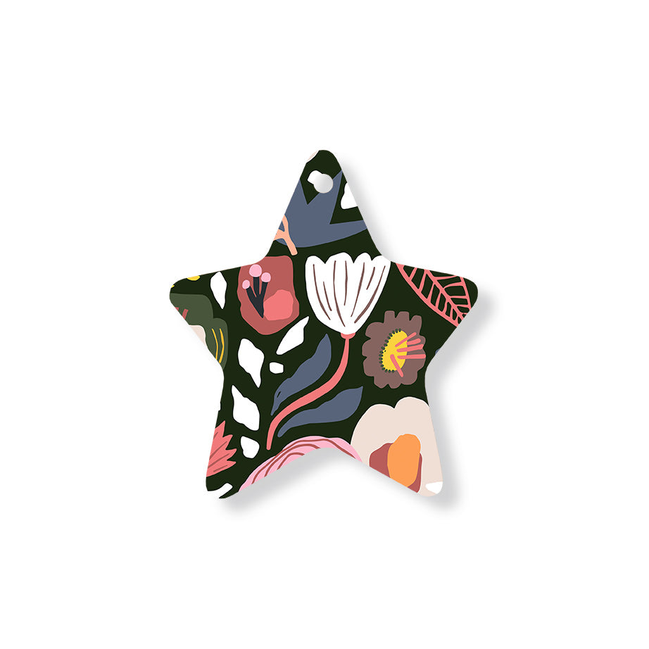 Christmas Decorations XMAS FLORAL III- Wooden Xmas Star And Fridge Magnet