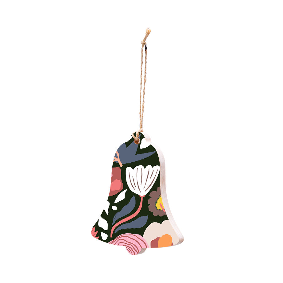 Christmas Decorations XMAS FLORAL III- Wooden Xmas Bell And Fridge Magnet