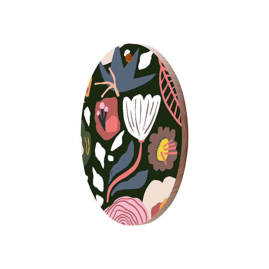 Christmas Decorations XMAS FLORAL III- Wooden Xmas Oval Decoration and Fridge Magnet
