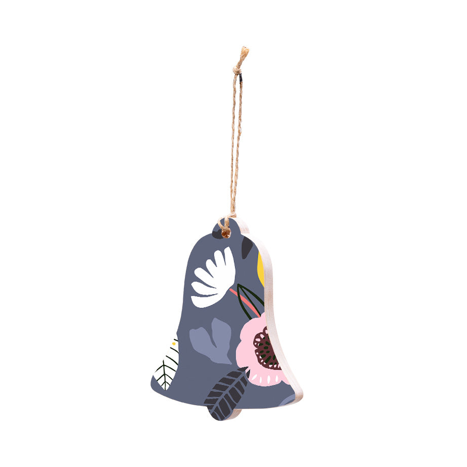 Christmas Decorations XMAS FLORAL IV- Wooden Xmas Bell And Fridge Magnet