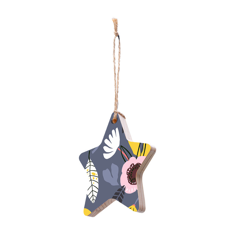 Christmas Decorations XMAS FLORAL IV- Wooden Xmas Star And Fridge Magnet