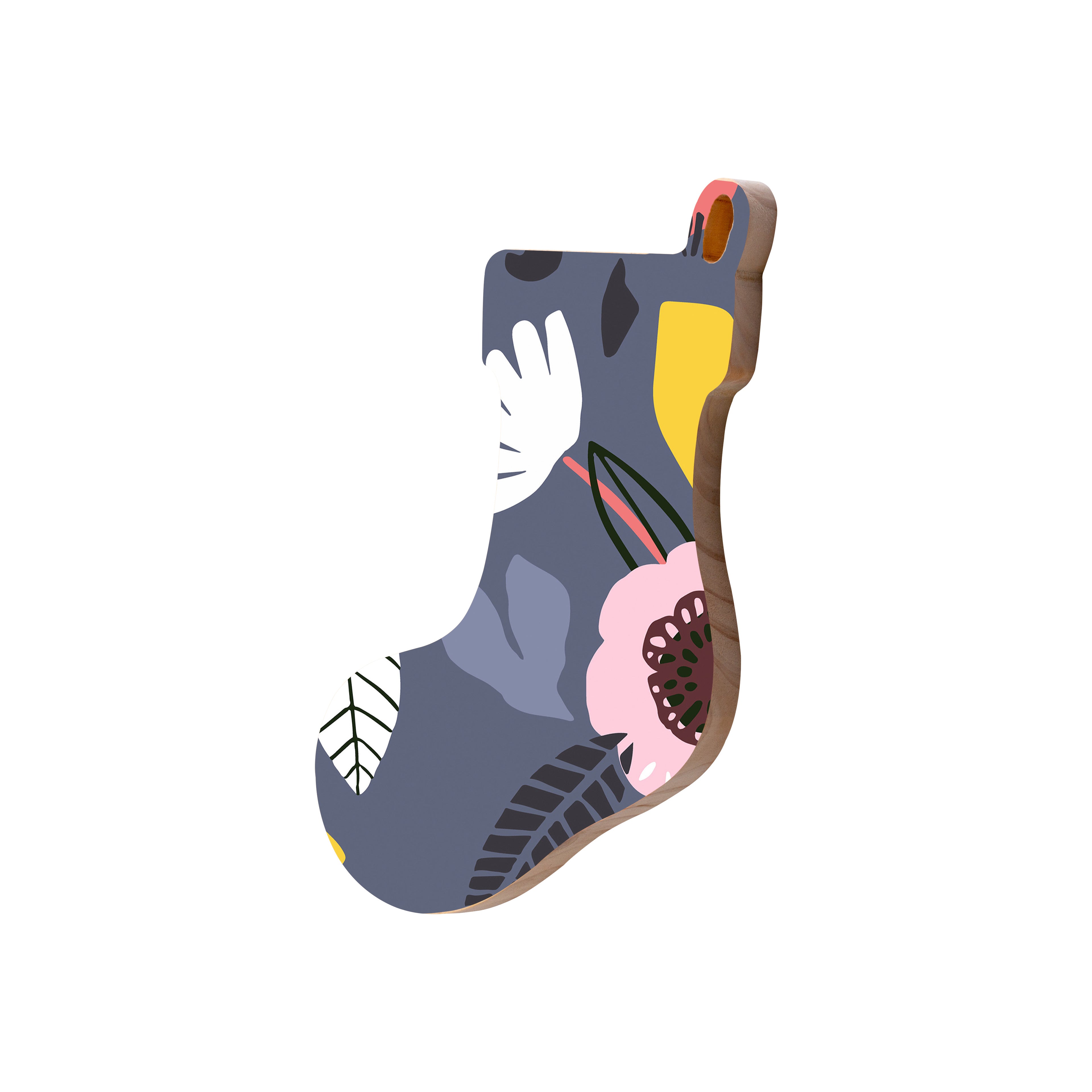 Christmas Decorations XMAS FLORAL IV- Wooden Xmas Stocking And Fridge Magnet