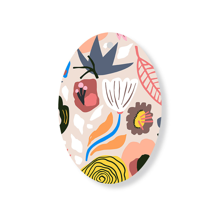 Christmas Decorations XMAS FLORAL V- Wooden Xmas Oval Decoration and Fridge Magnet