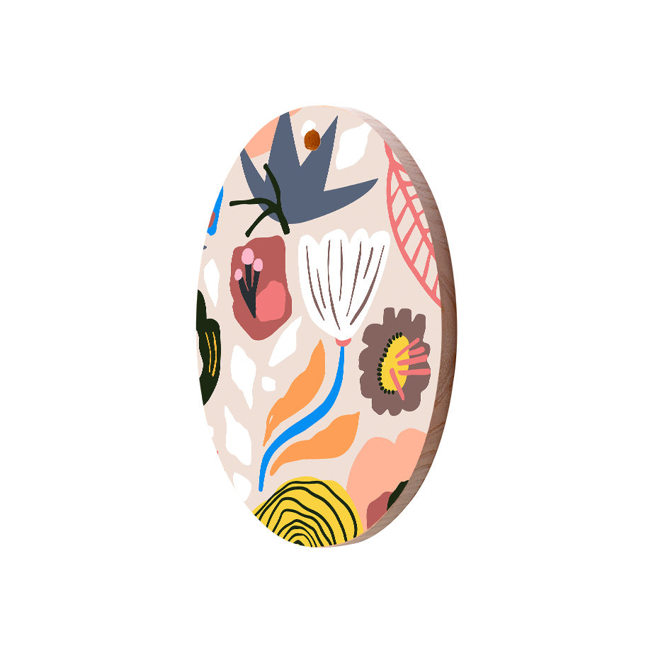 Christmas Decorations XMAS FLORAL V- Wooden Xmas Oval Decoration and Fridge Magnet