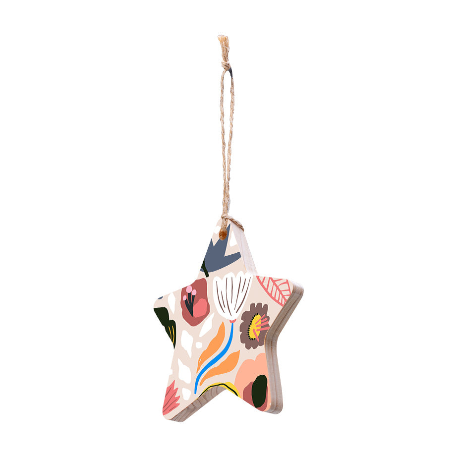 Christmas Decorations XMAS FLORAL V- Wooden Xmas Star And Fridge Magnet