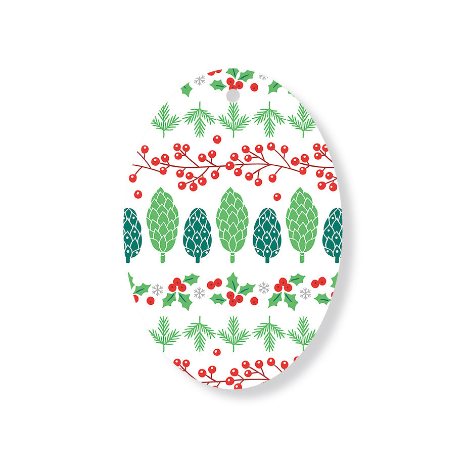 Christmas Decorations XMAS FOREST- Wooden Xmas Oval Decoration and Fridge Magnet