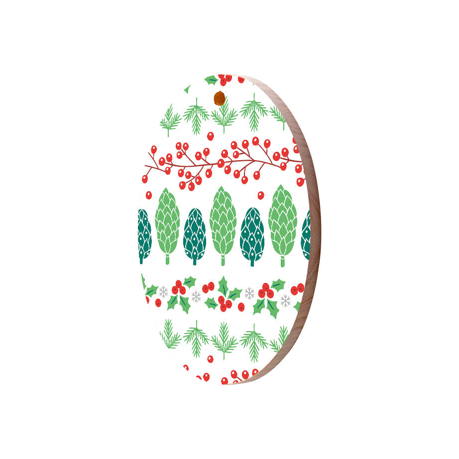 Christmas Decorations XMAS FOREST- Wooden Xmas Oval Decoration and Fridge Magnet