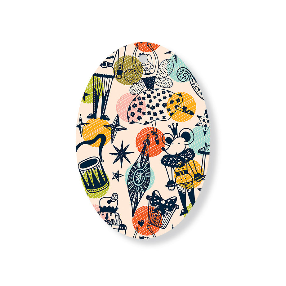 Christmas Decorations XMAS KITSCH- Wooden Xmas Oval Decoration and Fridge Magnet
