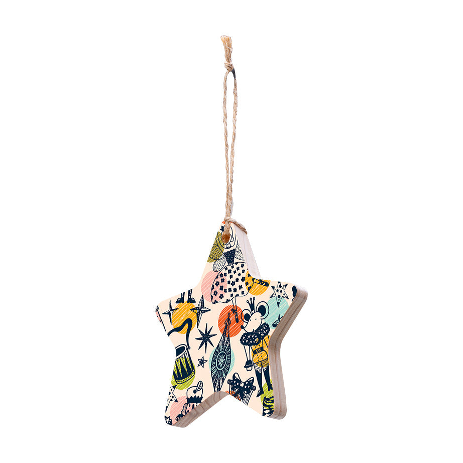 Christmas Decorations XMAS KITSCH- Wooden Xmas Star And Fridge Magnet