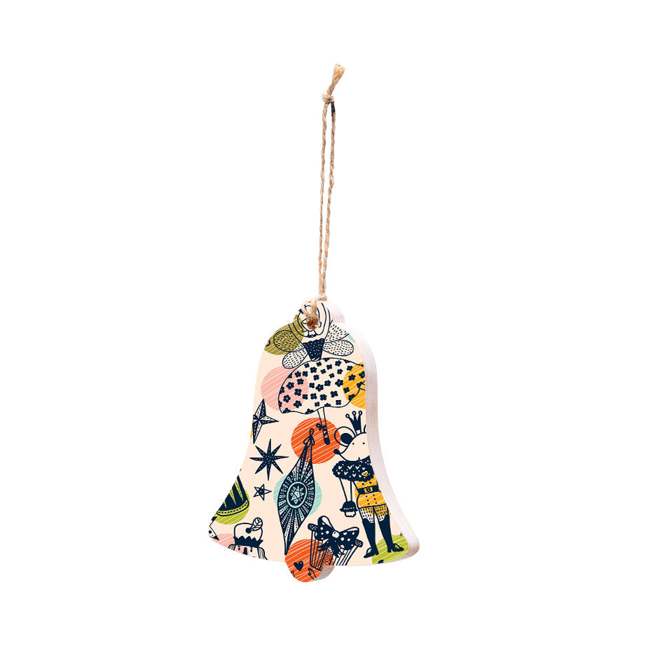 Christmas Decorations XMAS KITSCH- Wooden Xmas Bell And Fridge Magnet