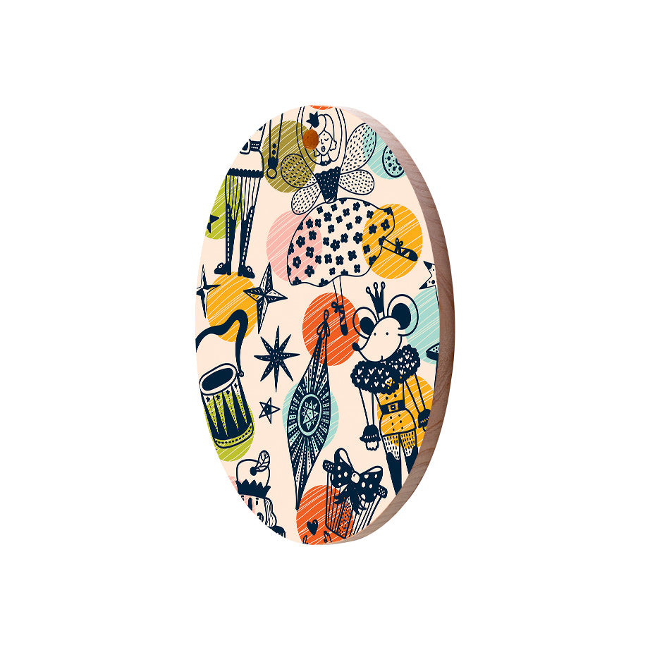 Christmas Decorations XMAS KITSCH- Wooden Xmas Oval Decoration and Fridge Magnet