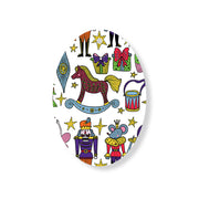 Christmas Decorations XMAS KITSCH iii- Wooden Xmas Oval Decoration and Fridge Magnet