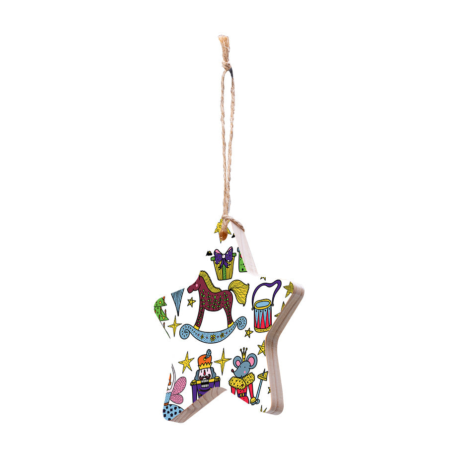 Christmas Decorations XMAS KITSCH iii- Wooden Xmas Star And Fridge Magnet