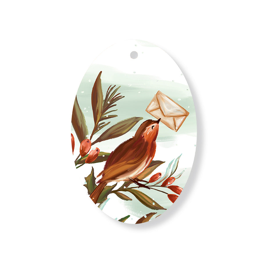 Christmas Decorations XMAS LETTER- Wooden Xmas Oval Decoration and Fridge Magnet