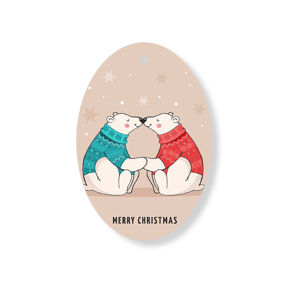 Christmas Decorations XMAS LOVE - Wooden Xmas Oval Decoration and Fridge Magnet