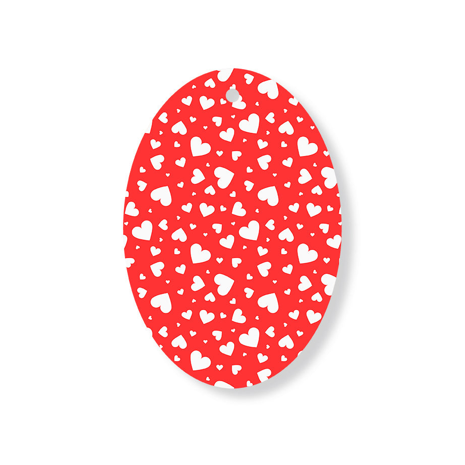 Christmas Decorations XMAS LOVE HEARTS- Wooden Xmas Oval Decoration and Fridge Magnet