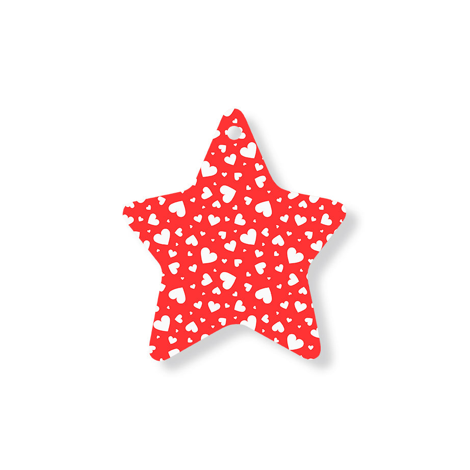 Christmas Decorations XMAS LOVE HEARTS- Wooden Xmas Star And Fridge Magnet