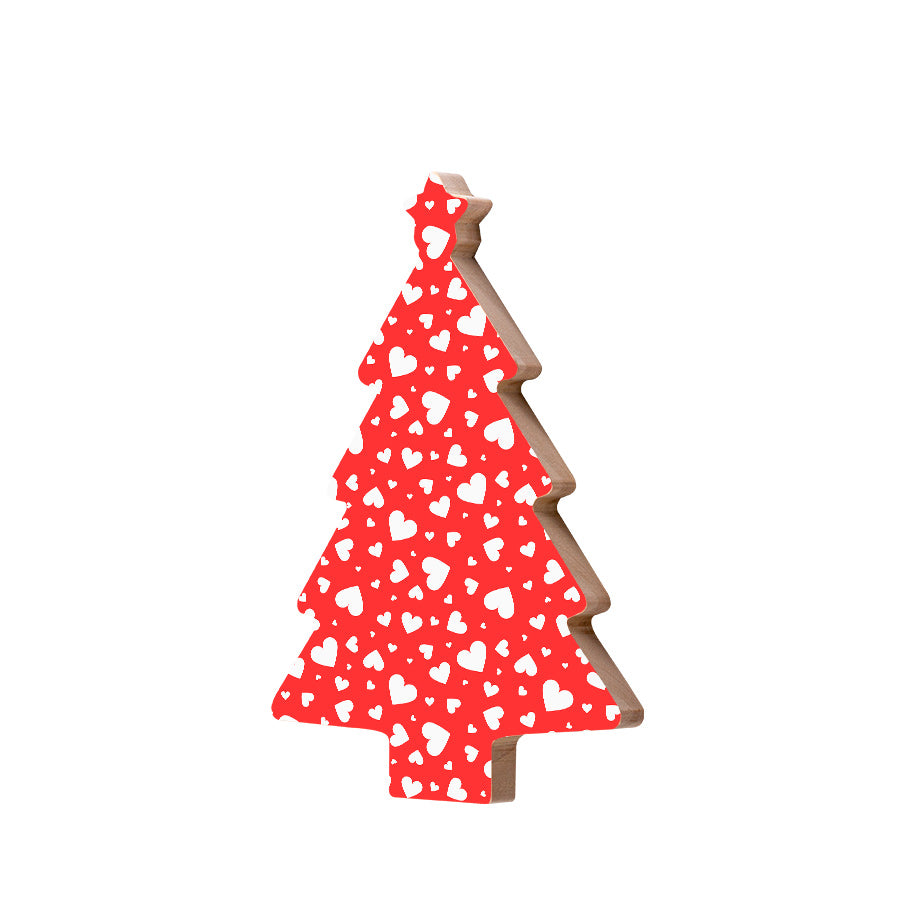 Christmas Decorations XMAS LOVE HEARTS- Wooden Xmas Tree And Fridge Magnet