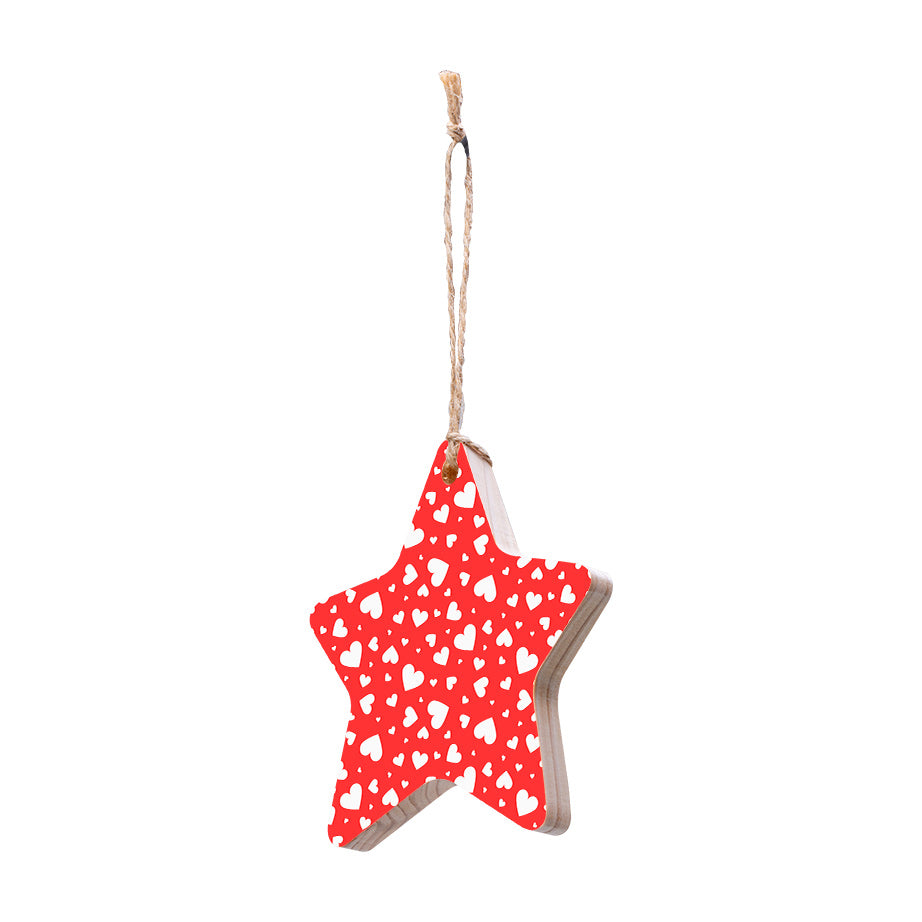 Christmas Decorations XMAS LOVE HEARTS- Wooden Xmas Star And Fridge Magnet